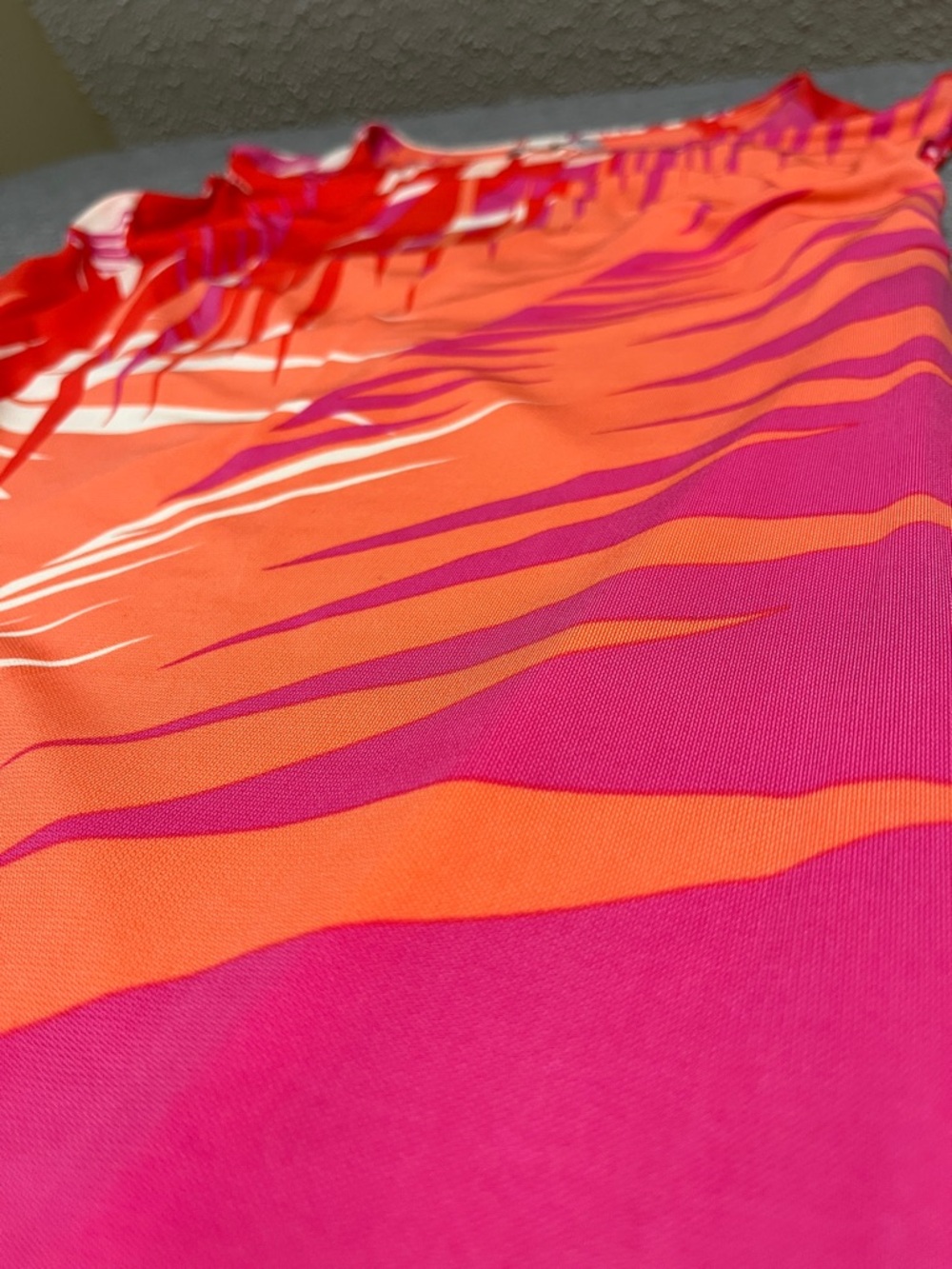 Tibi Palm-Print Mini Dress in Pink, Orange & White - Picture 5 of 8